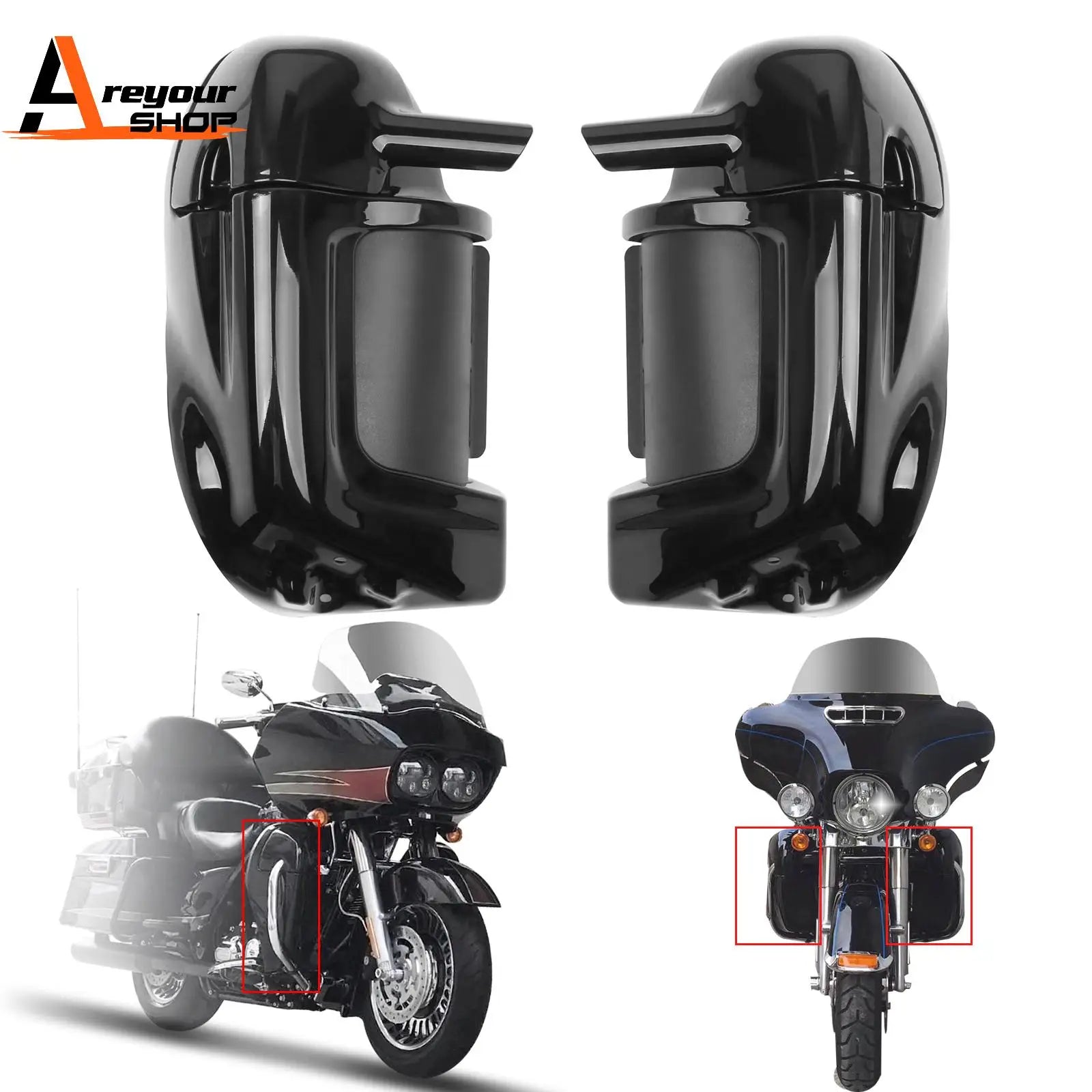Areyourshop Lower Vented Leg Fairings Glove Box for Harley Road Street Electra Glide 1983-2013