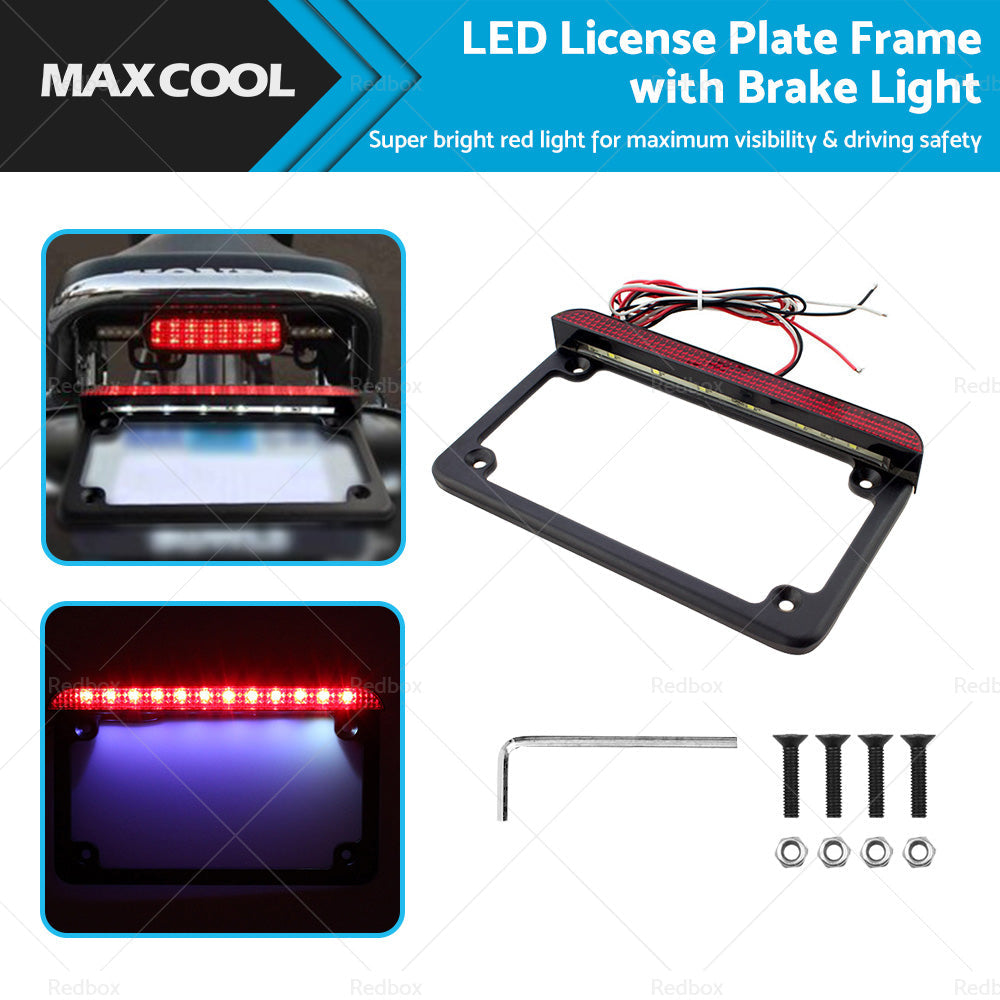 Motorcycle License Plate Frame Bracket w LED Brake Light Suitable For Harley-0