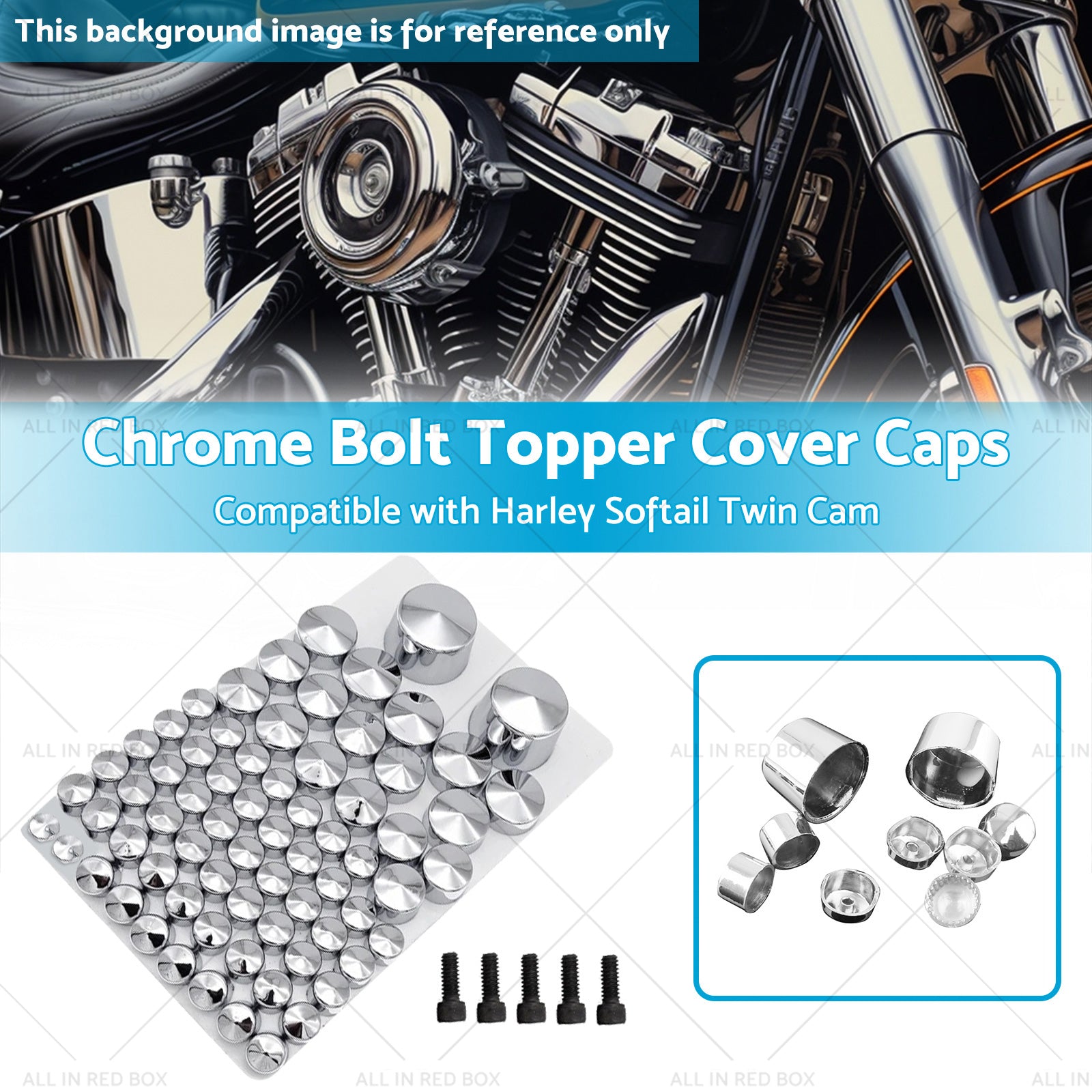 Chrome Bolt Topper Cover Caps Suitable for Harley Twin Cam Softail 07-13-2