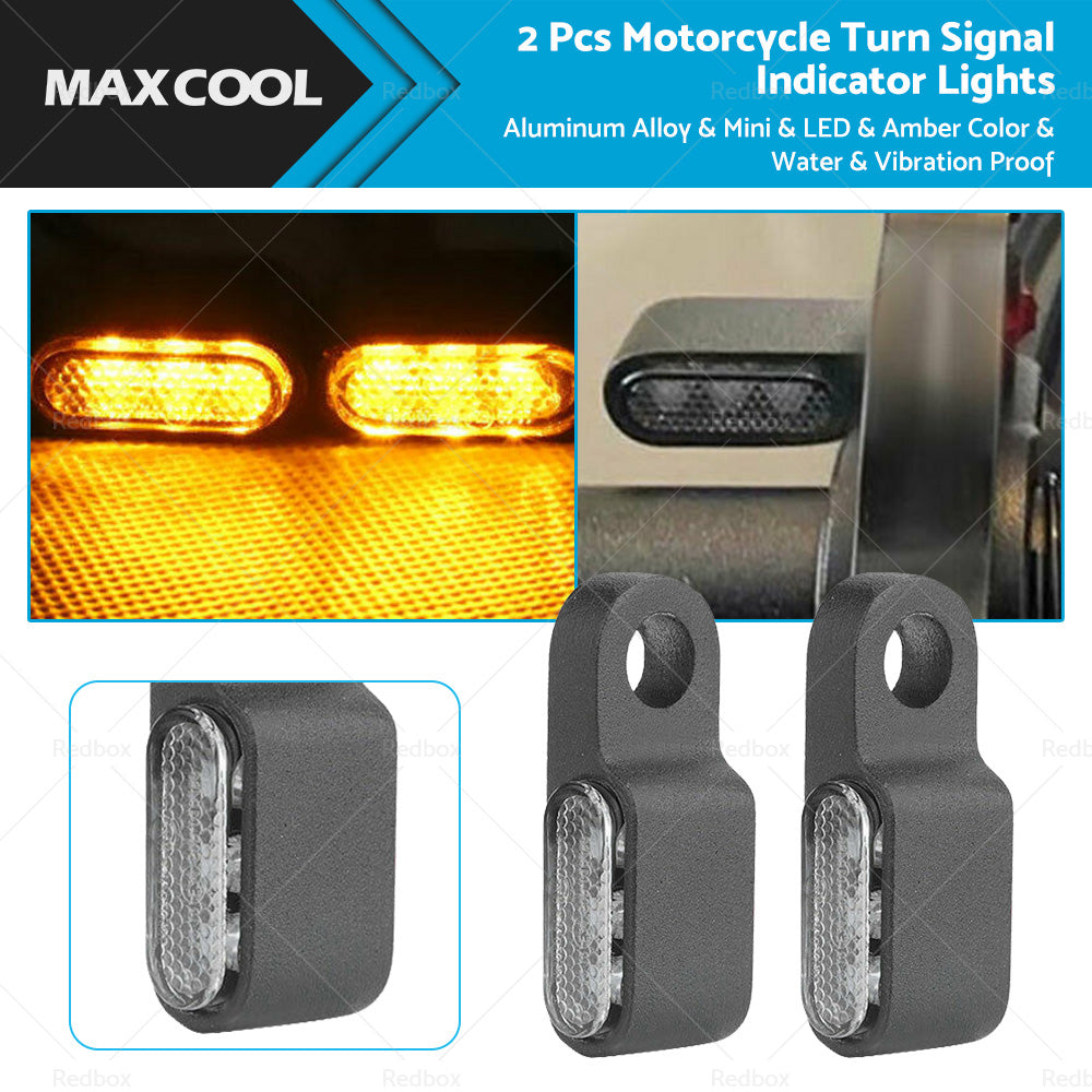 2X Mini LED Motorcycle Turn Signal Indicator Amber Blinker Light Lamp Black 3LED-1
