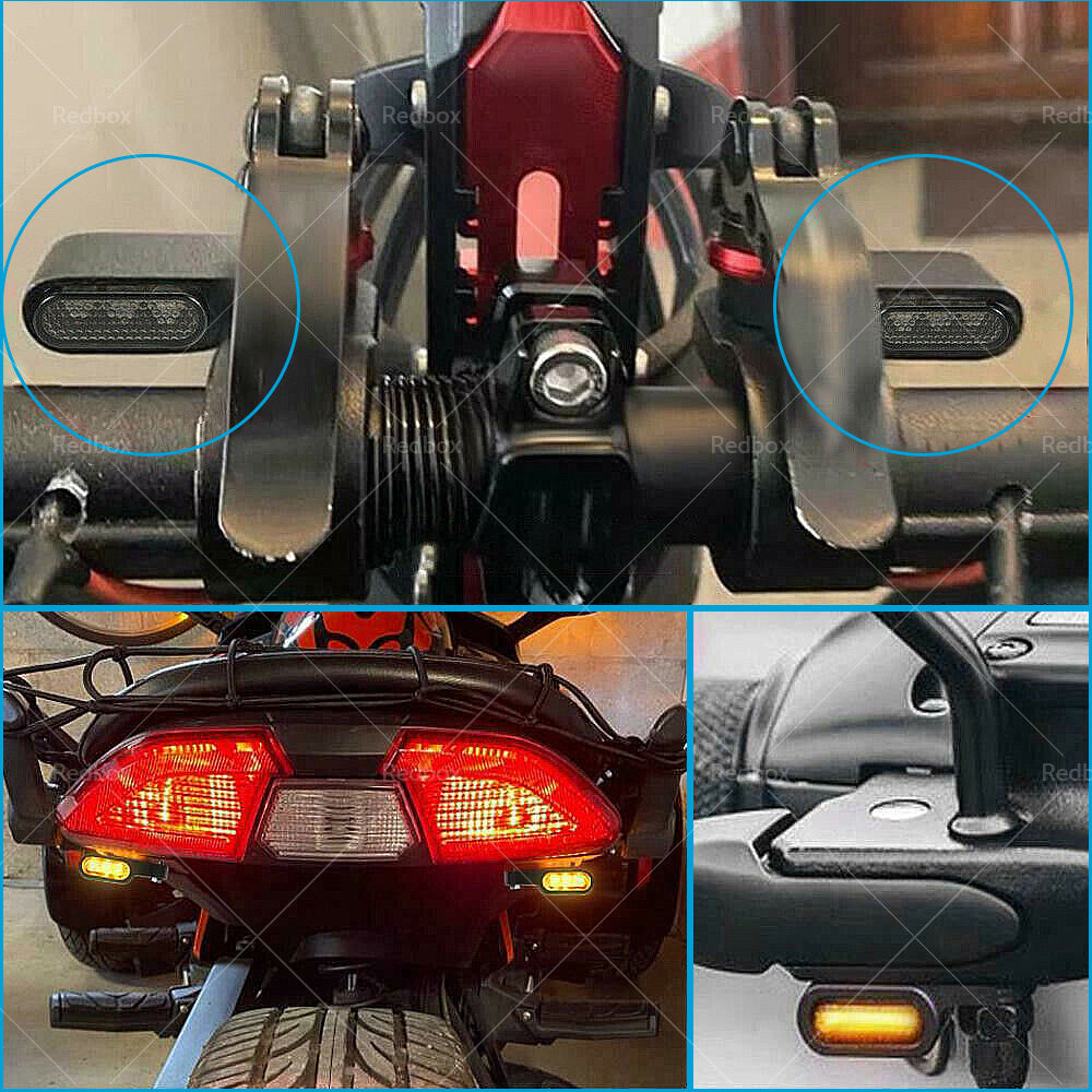 2X Mini LED Motorcycle Turn Signal Indicator Amber Blinker Light Lamp Black 3LED-4