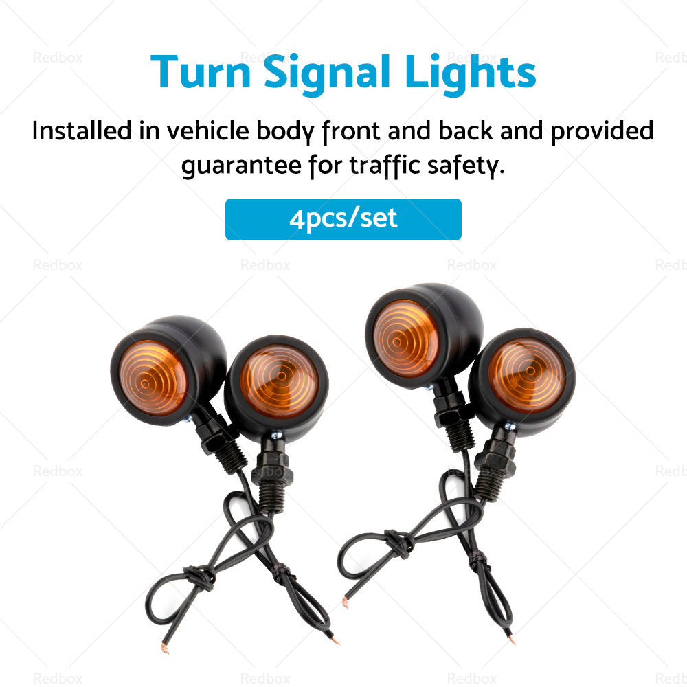 4x Black Motorcycle Amber Bullet Indicators Universal Turn Signal Blinkers Lamp-1