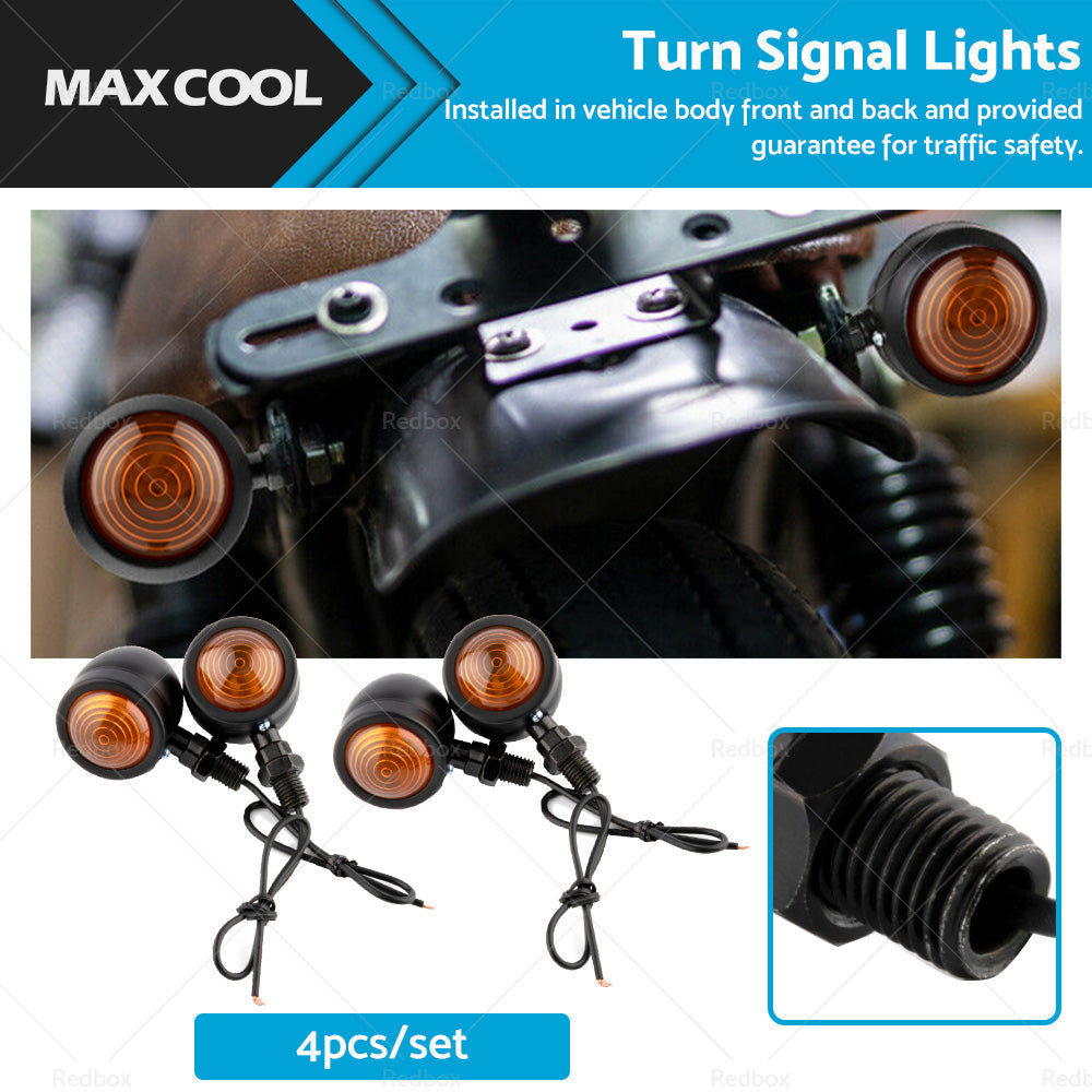 4x Black Motorcycle Amber Bullet Indicators Universal Turn Signal Blinkers Lamp-0