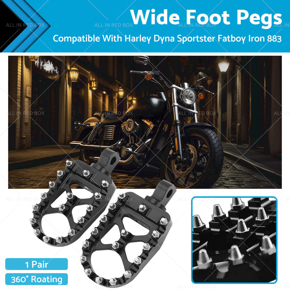 Wide Foot Pegs 360 Degree Roating Suitable For harley Dyna Sportster Fatboy-0