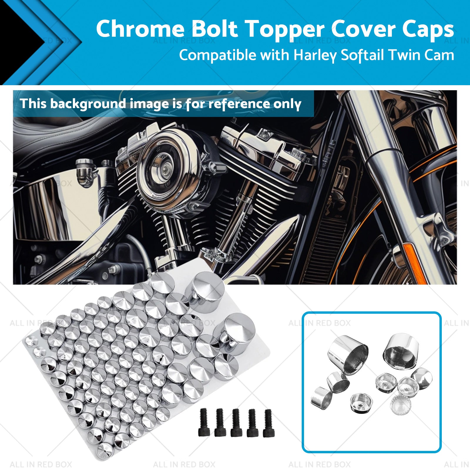 Chrome Bolt Topper Cover Caps Suitable for Harley Twin Cam Softail 07-13-0