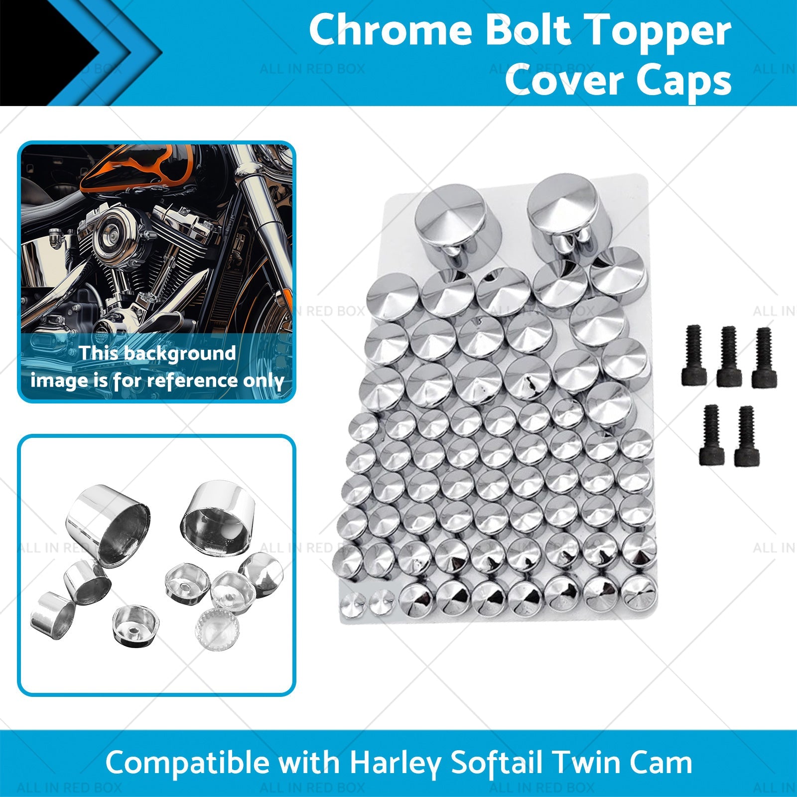 Chrome Bolt Topper Cover Caps Suitable for Harley Twin Cam Softail 07-13-1