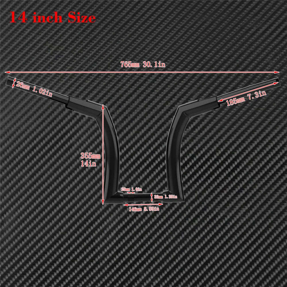 Motorcycle 12" 14" 16" Handlebars Z Bar Drag Bars Black Iron For Harley Touring Road King14-20 FLHRXS Road King Special