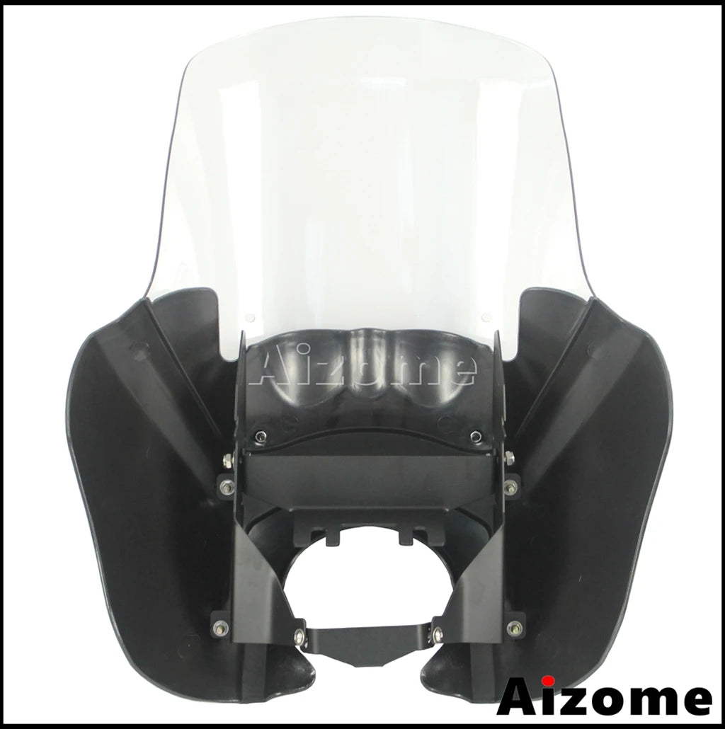 Motorcycle Headlight Fairing W/Outer 15" Windshield Screen &Mounting Relocation Block Kit For Harley Dyna Street Bob Super Glide