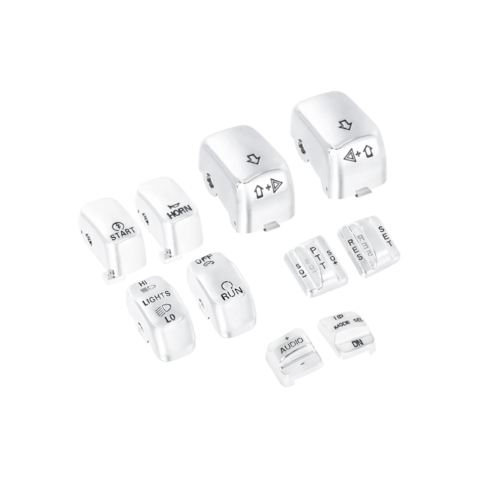 10 pcs Motorcycle Hand Control Switch Housing Buttons Caps Black Chrome For Harley Touring Street Glide Electra Glide 1996-2013