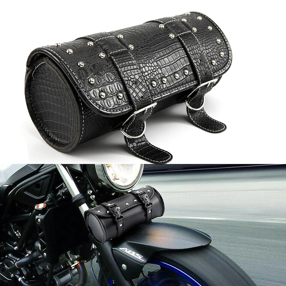 Motorcycle Saddlebag Leather Luggage PU Bags Front Fork Tool Bag For Harley Sportster Chopper Bobber Cruiser Dyna Softail