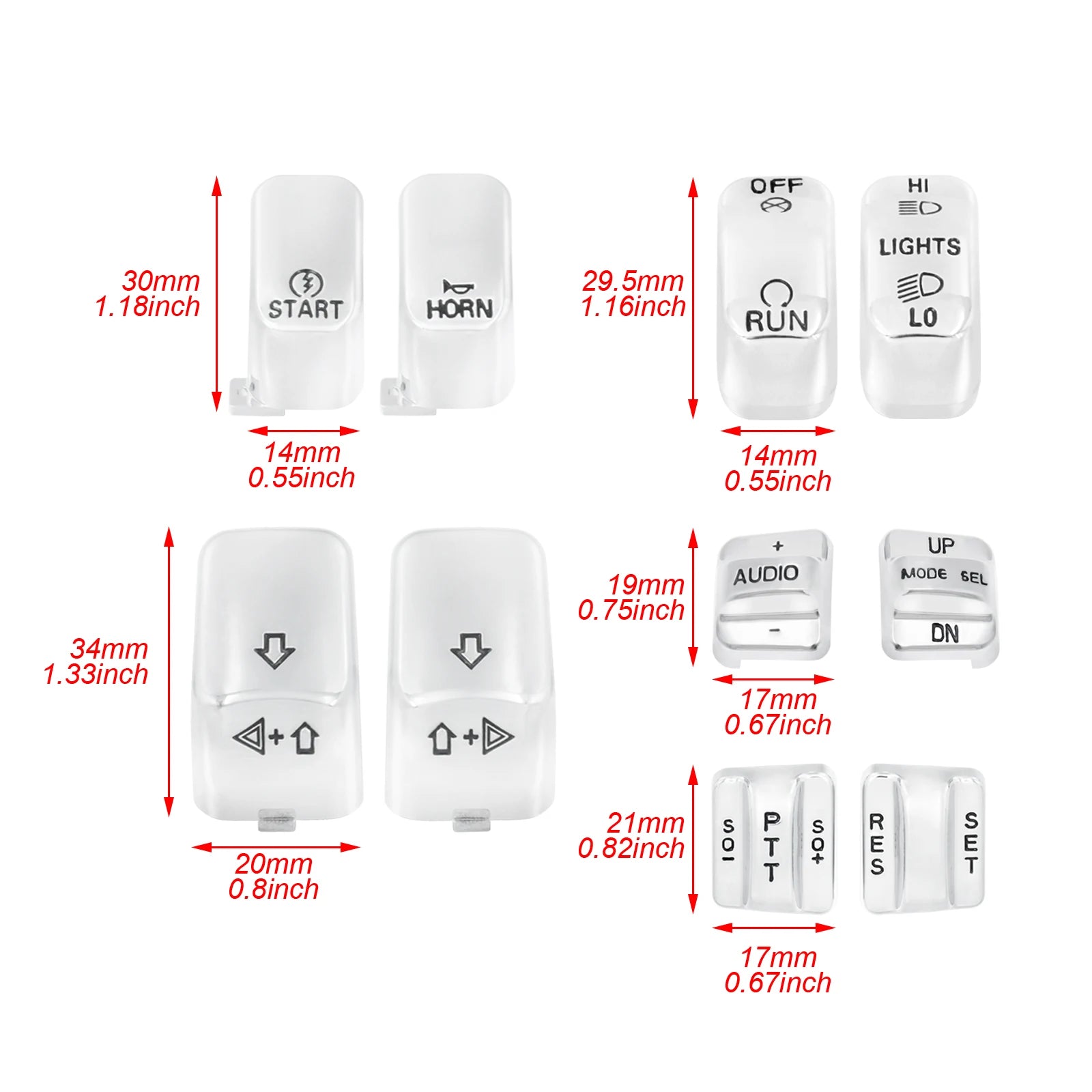 10 pcs Motorcycle Hand Control Switch Housing Buttons Caps Black Chrome For Harley Touring Street Glide Electra Glide 1996-2013