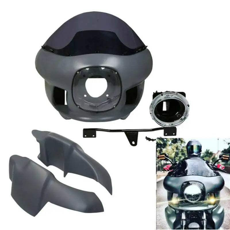 Motorcycle 7" Headlight Upper Fairing Mount Kits Windscreen Fit For Harley Dyna Street Bob Wide Glide Low Rider FXDL FXDB FXDWG