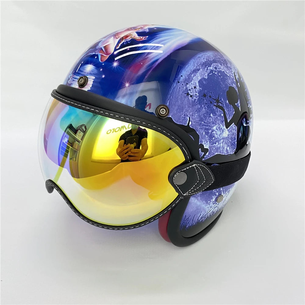 Motorcycle Helmet Glasses Sun Protection Women's Men Moto Glasses Helmet Goggles Anti-Fog Sun Visor Motocross Helmet Eyeglasses