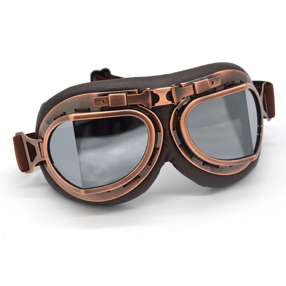 Motorcycle Goggles Glasses Motorbike Pilot Steampunk Vintage ATV Biker Scooter Cruiser Jet Helmet Cycling Retro Sunglasses
