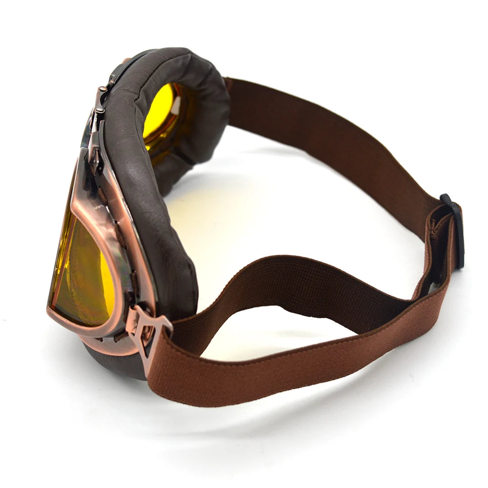 Motorcycle Goggles Glasses Motorbike Pilot Steampunk Vintage ATV Biker Scooter Cruiser Jet Helmet Cycling Retro Sunglasses
