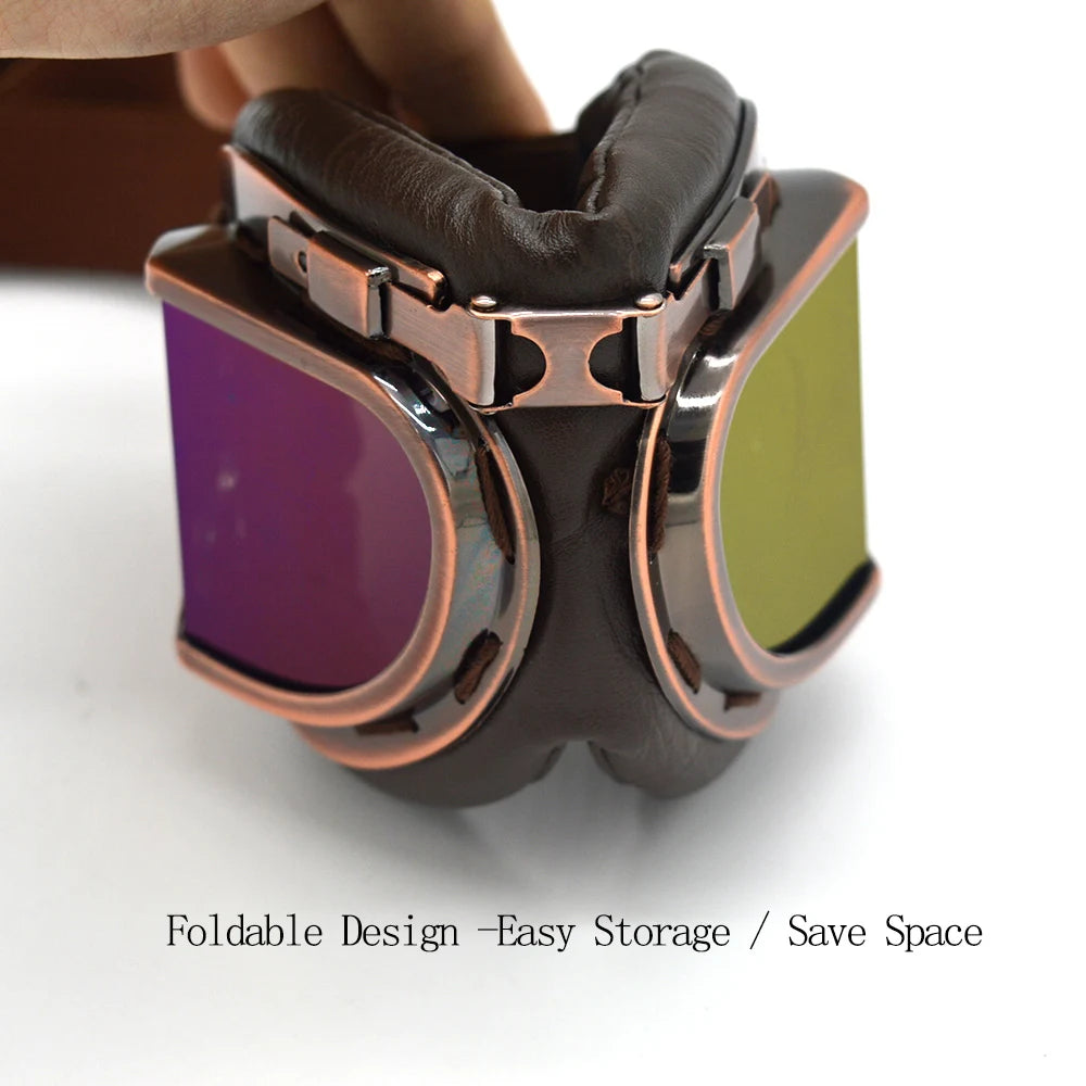 Motorcycle Goggles Glasses Motorbike Pilot Steampunk Vintage ATV Biker Scooter Cruiser Jet Helmet Cycling Retro Sunglasses