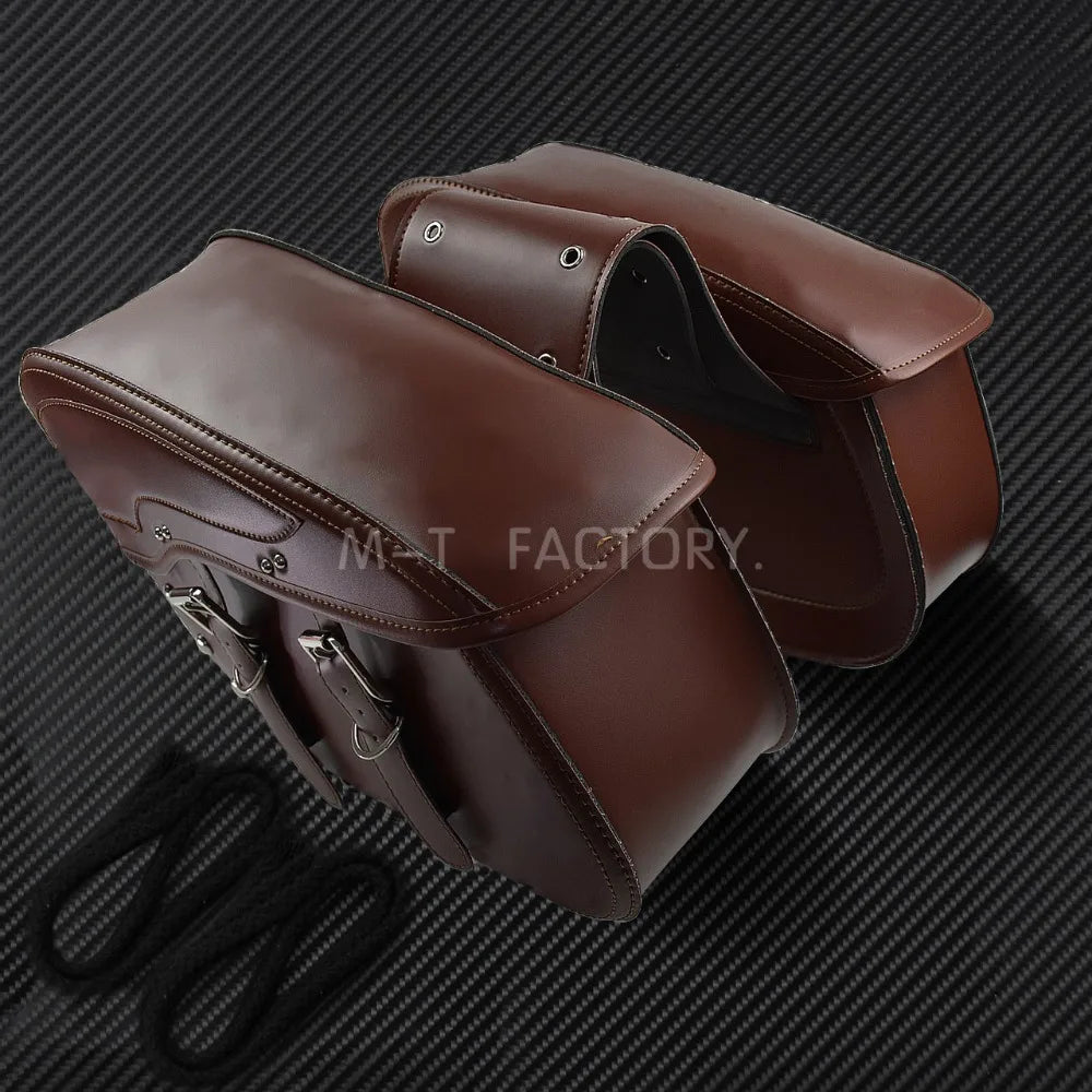 2X Motorcycle Saddlebag Leather Luggage Saddle Bags Outdoor Side Bag For Harley Sportster XL 883 XL 1200 Touring Dyna Softail FL