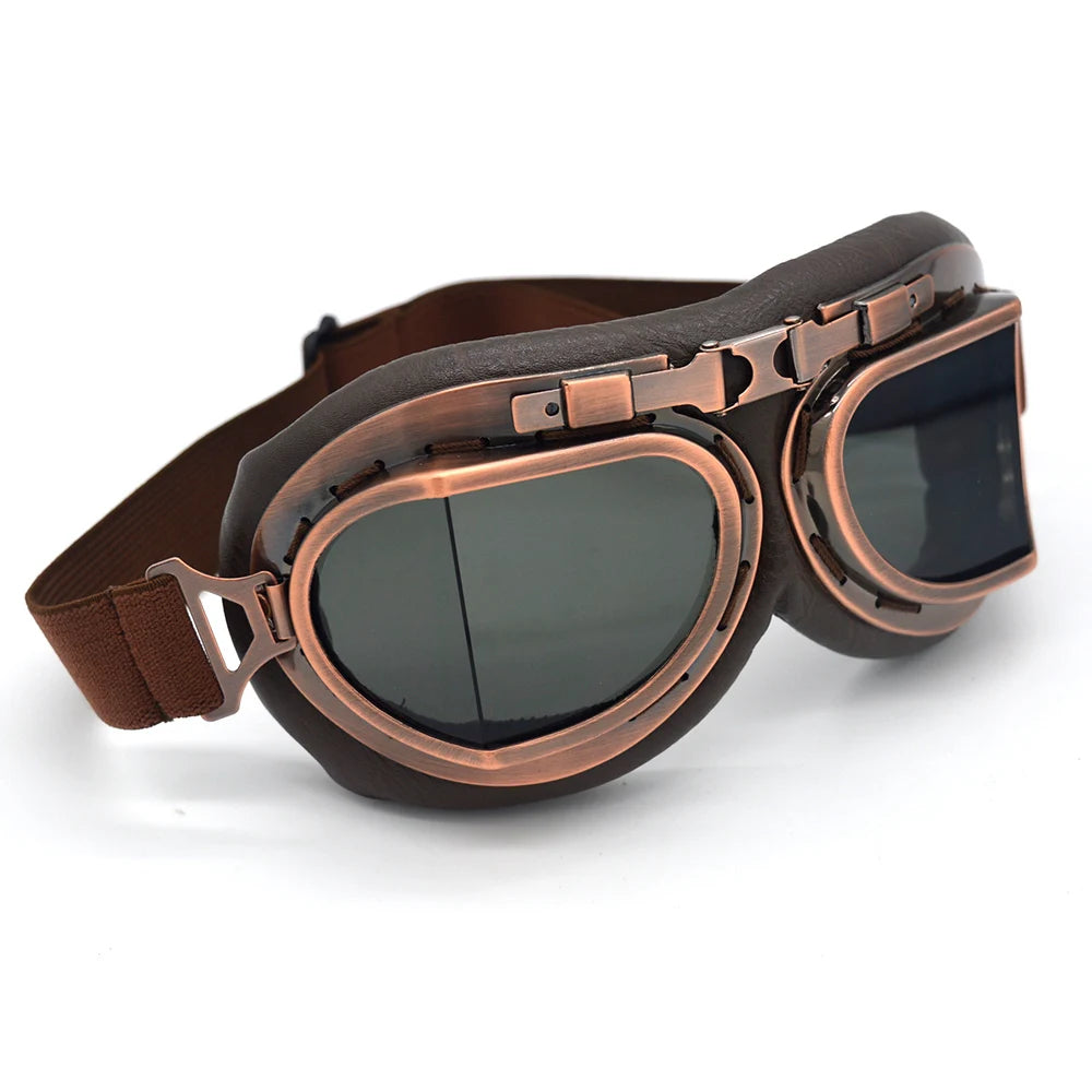 Motorcycle Goggles Glasses Motorbike Pilot Steampunk Vintage ATV Biker Scooter Cruiser Jet Helmet Cycling Retro Sunglasses
