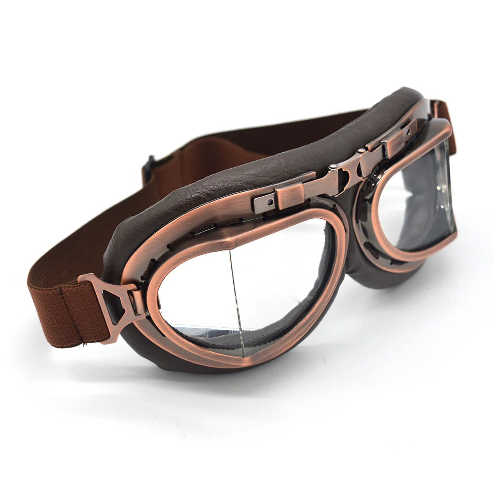 Motorcycle Goggles Glasses Motorbike Pilot Steampunk Vintage ATV Biker Scooter Cruiser Jet Helmet Cycling Retro Sunglasses