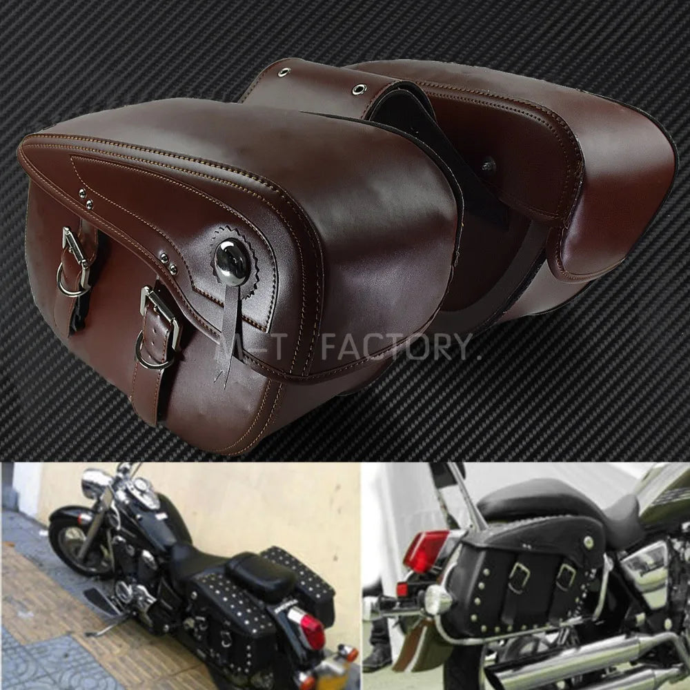 2X Motorcycle Saddlebag Leather Luggage Saddle Bags Outdoor Side Bag For Harley Sportster XL 883 XL 1200 Touring Dyna Softail FL
