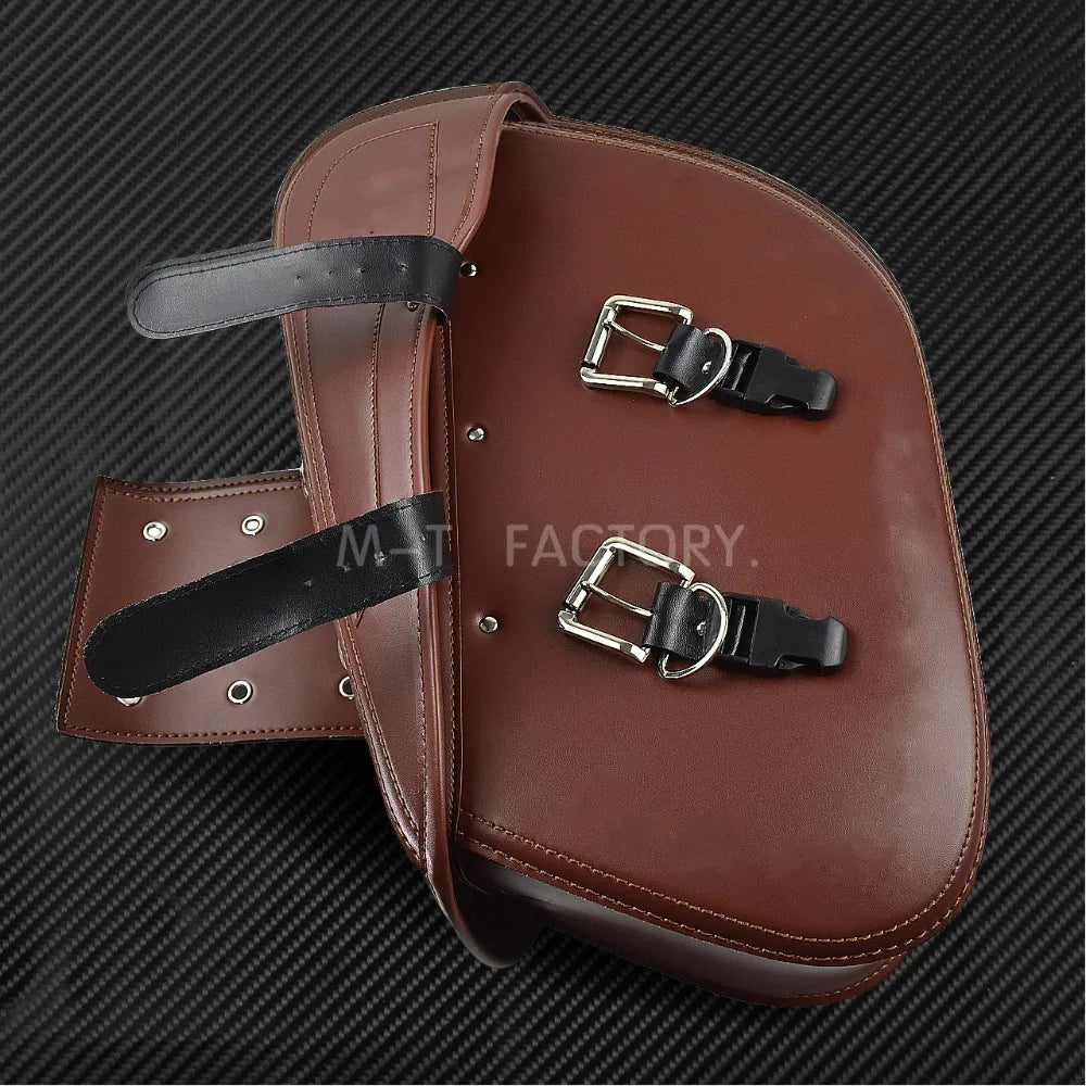2X Motorcycle Saddlebag Leather Luggage Saddle Bags Outdoor Side Bag For Harley Sportster XL 883 XL 1200 Touring Dyna Softail FL