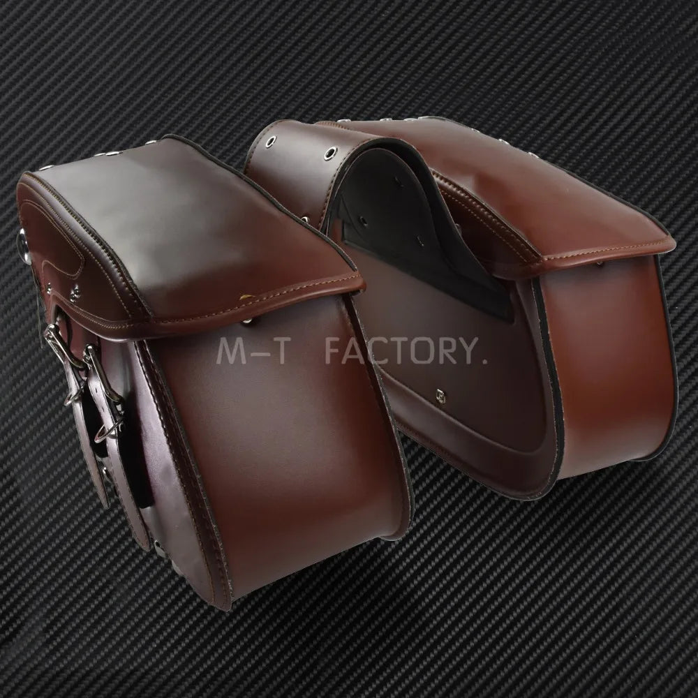 2X Motorcycle Saddlebag Leather Luggage Saddle Bags Outdoor Side Bag For Harley Sportster XL 883 XL 1200 Touring Dyna Softail FL