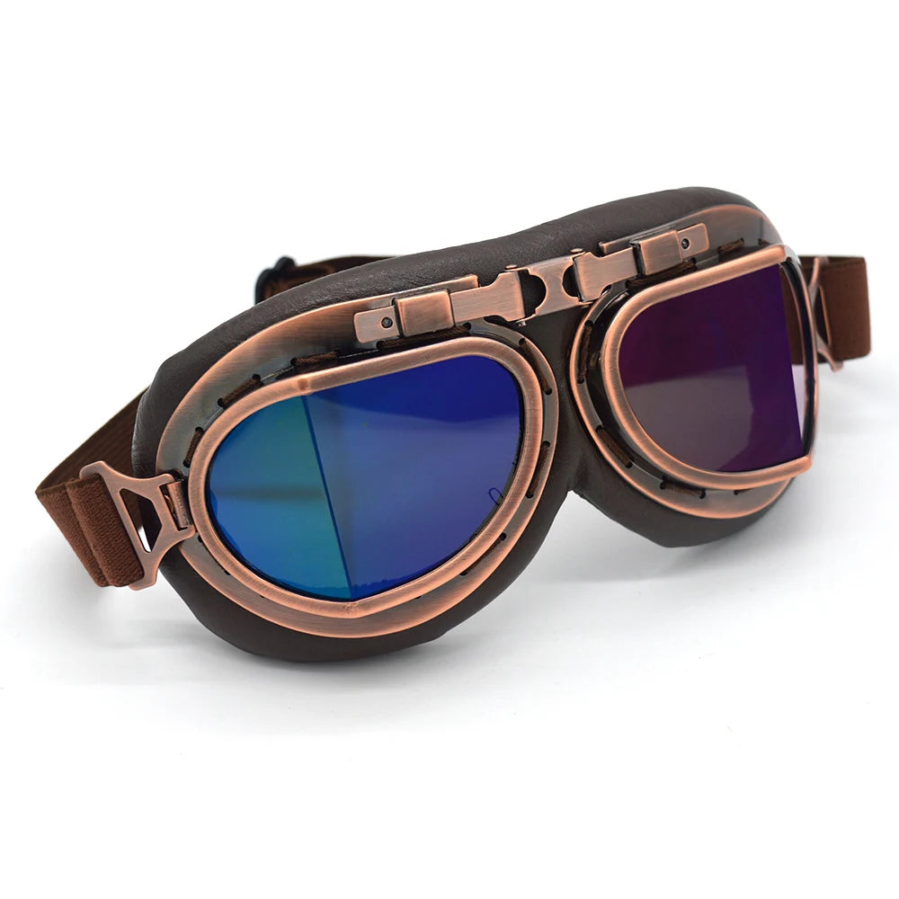 Motorcycle Goggles Glasses Motorbike Pilot Steampunk Vintage ATV Biker Scooter Cruiser Jet Helmet Cycling Retro Sunglasses