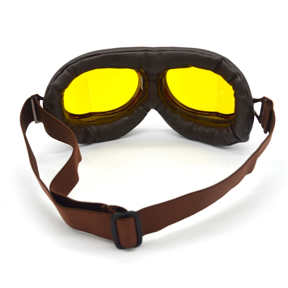 Motorcycle Goggles Glasses Motorbike Pilot Steampunk Vintage ATV Biker Scooter Cruiser Jet Helmet Cycling Retro Sunglasses