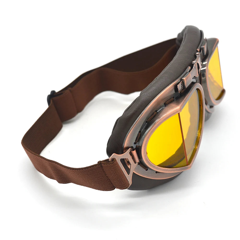 Motorcycle Goggles Glasses Motorbike Pilot Steampunk Vintage ATV Biker Scooter Cruiser Jet Helmet Cycling Retro Sunglasses