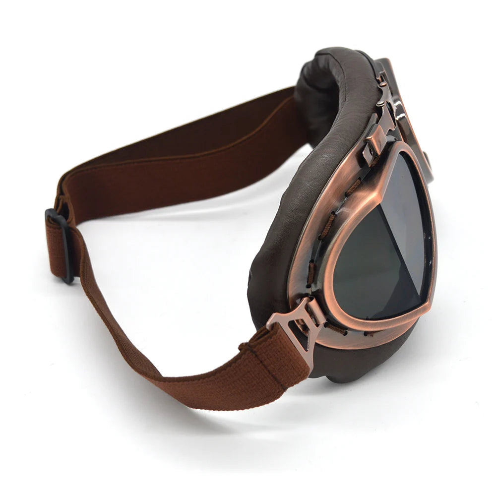 Motorcycle Goggles Glasses Motorbike Pilot Steampunk Vintage ATV Biker Scooter Cruiser Jet Helmet Cycling Retro Sunglasses
