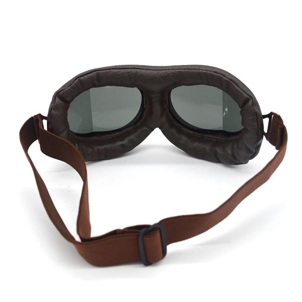 Motorcycle Goggles Glasses Motorbike Pilot Steampunk Vintage ATV Biker Scooter Cruiser Jet Helmet Cycling Retro Sunglasses
