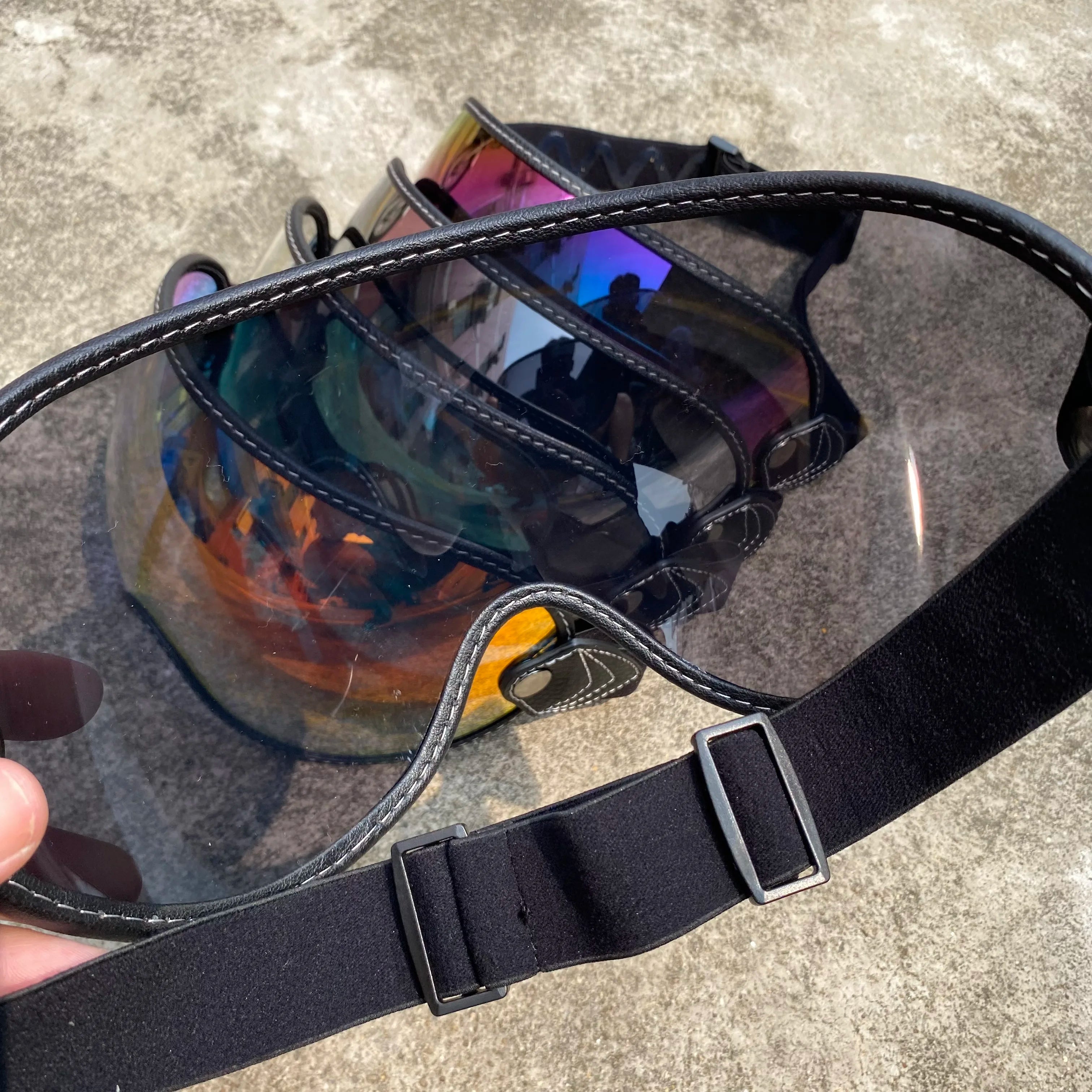 Motorcycle Helmet Glasses Sun Protection Women's Men Moto Glasses Helmet Goggles Anti-Fog Sun Visor Motocross Helmet Eyeglasses