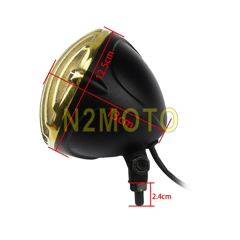 Retro Motorcycle 5" Scalloped Brass Headlight Finned Grill For Harley Dyna Road King Street Glide Electra Glide Custom Headlamp