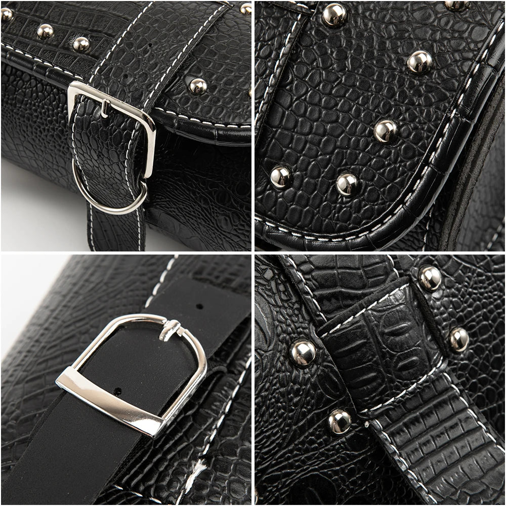 Motorcycle Saddlebag Leather Luggage PU Bags Front Fork Tool Bag For Harley Sportster Chopper Bobber Cruiser Dyna Softail