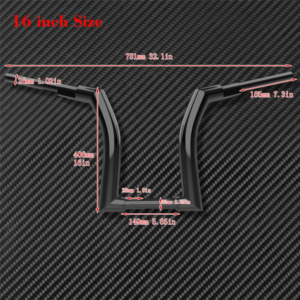 Motorcycle 12" 14" 16" Handlebars Z Bar Drag Bars Black Iron For Harley Touring Road King14-20 FLHRXS Road King Special