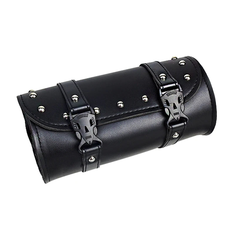 Motorcycle Fork Saddle Bags Leather Waterproof Tool Roll Barrel Bag Saddlebags Storage For Harley Sportster Touring Dyna Softail