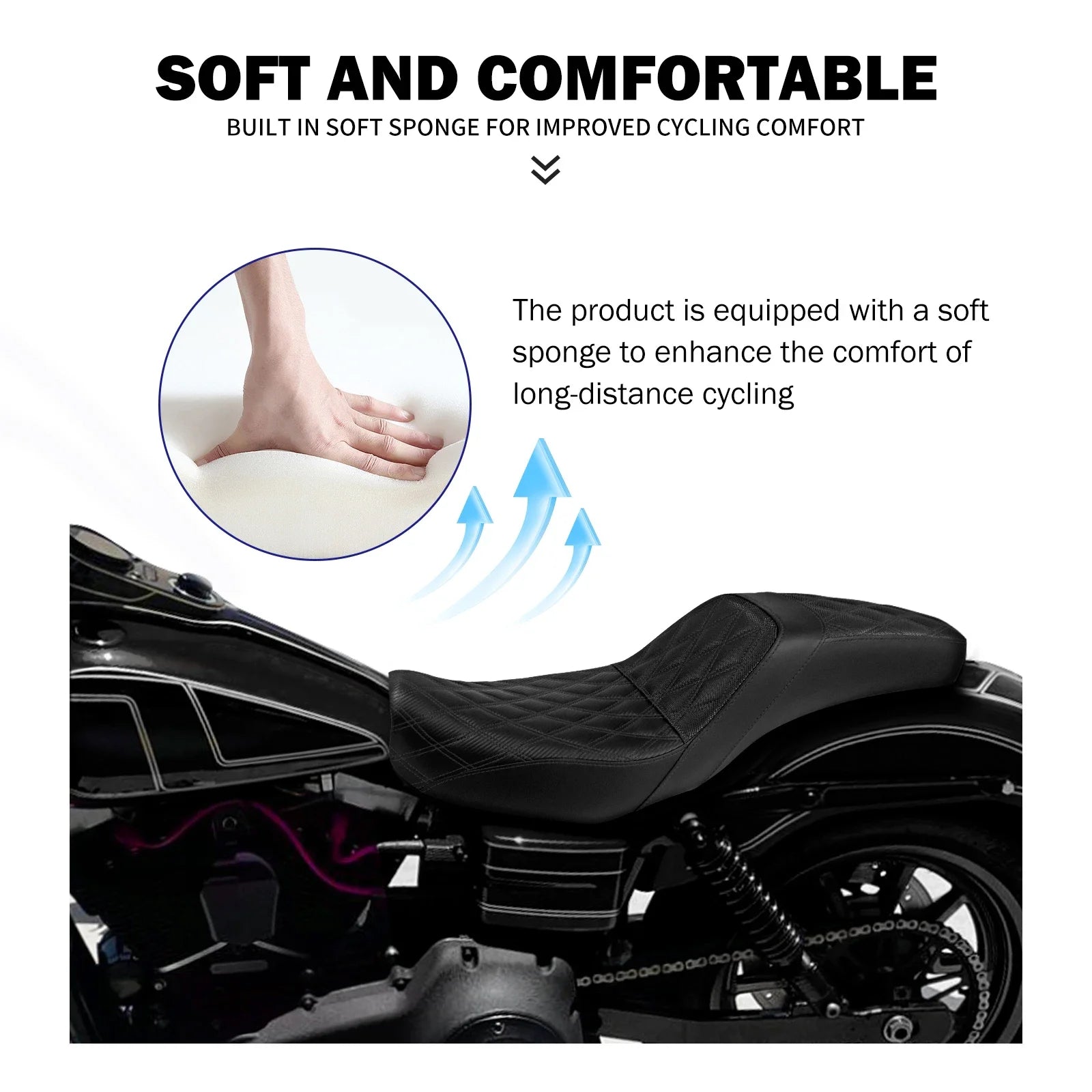 Two-Up Motorcycle Driver Passenger Seat Front Rear Cushions Leather Rider Seat For Harley Dyna 2006-2017 Street Bob Fat Bob FXDL