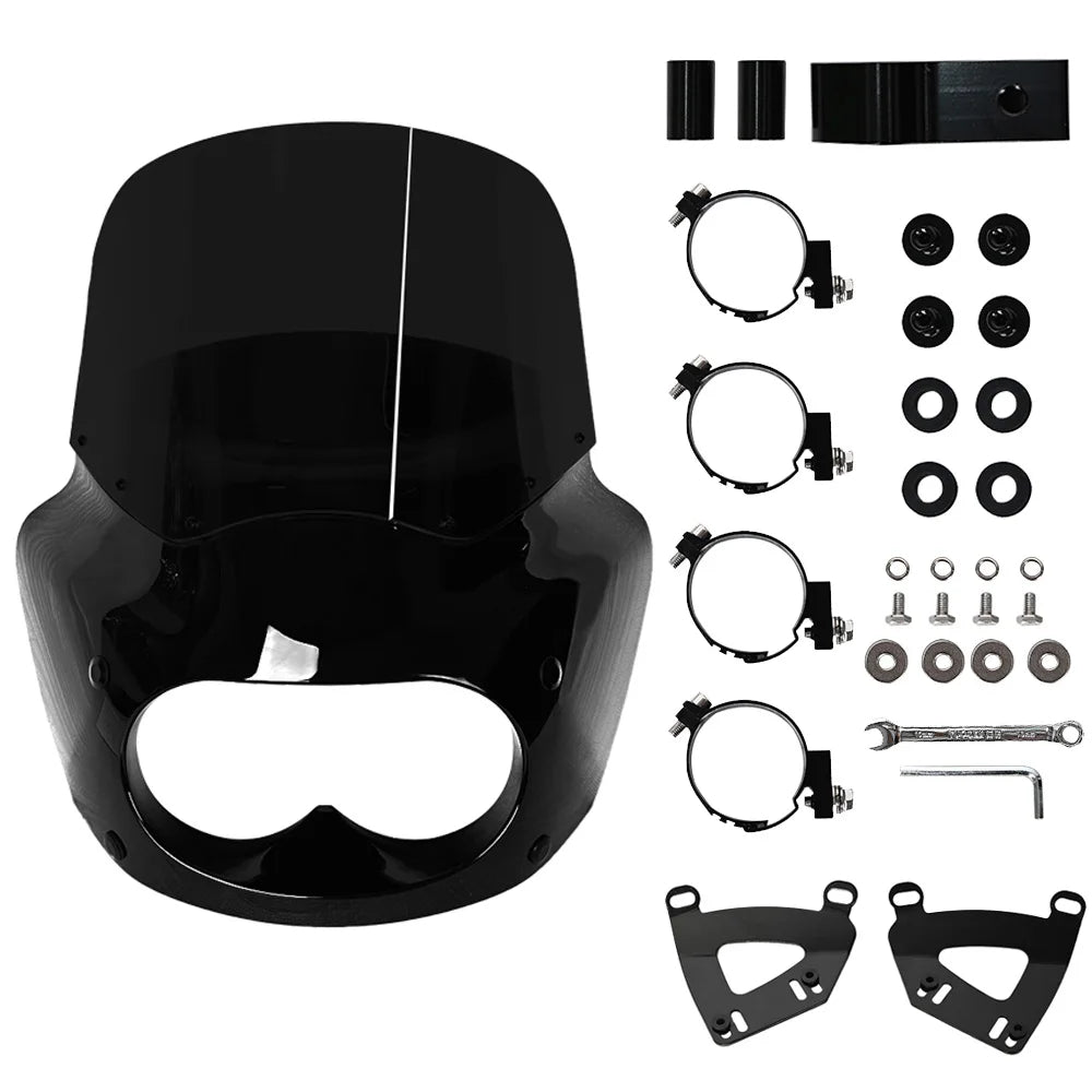 11 inch Smoke PC Windshield Windscreen&Club Style Fairing with Bracket for Harley Davidson Dyna Fat Bob FXDF 2008-2017