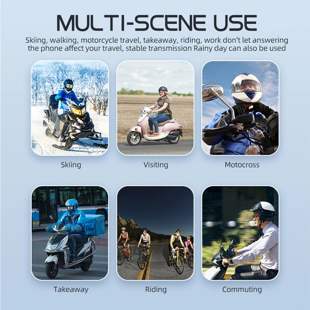 1/2Pcs Motorcycle Helmet Bluetooth Intercom Headset Wireless Interphone Intercomunicador Moto Waterproof HandsfreeCall Headphone