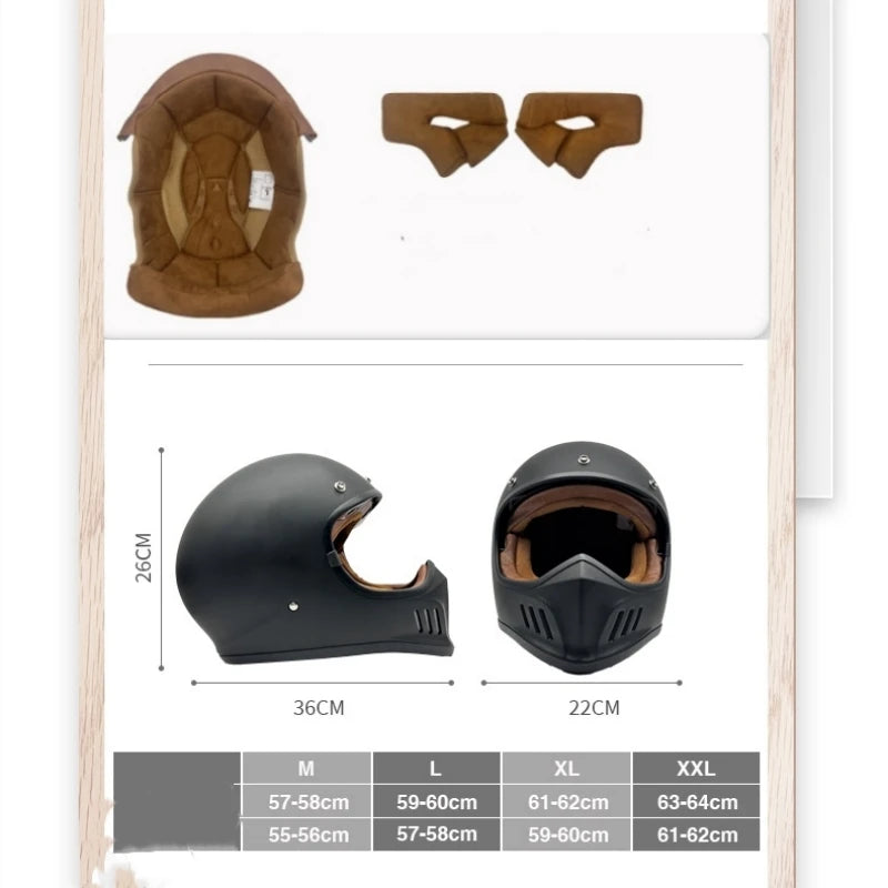 Motorcycle Helmet Full Face casco moto Helmet Vintage Chopper Retro Helmet capacete de motocicleta