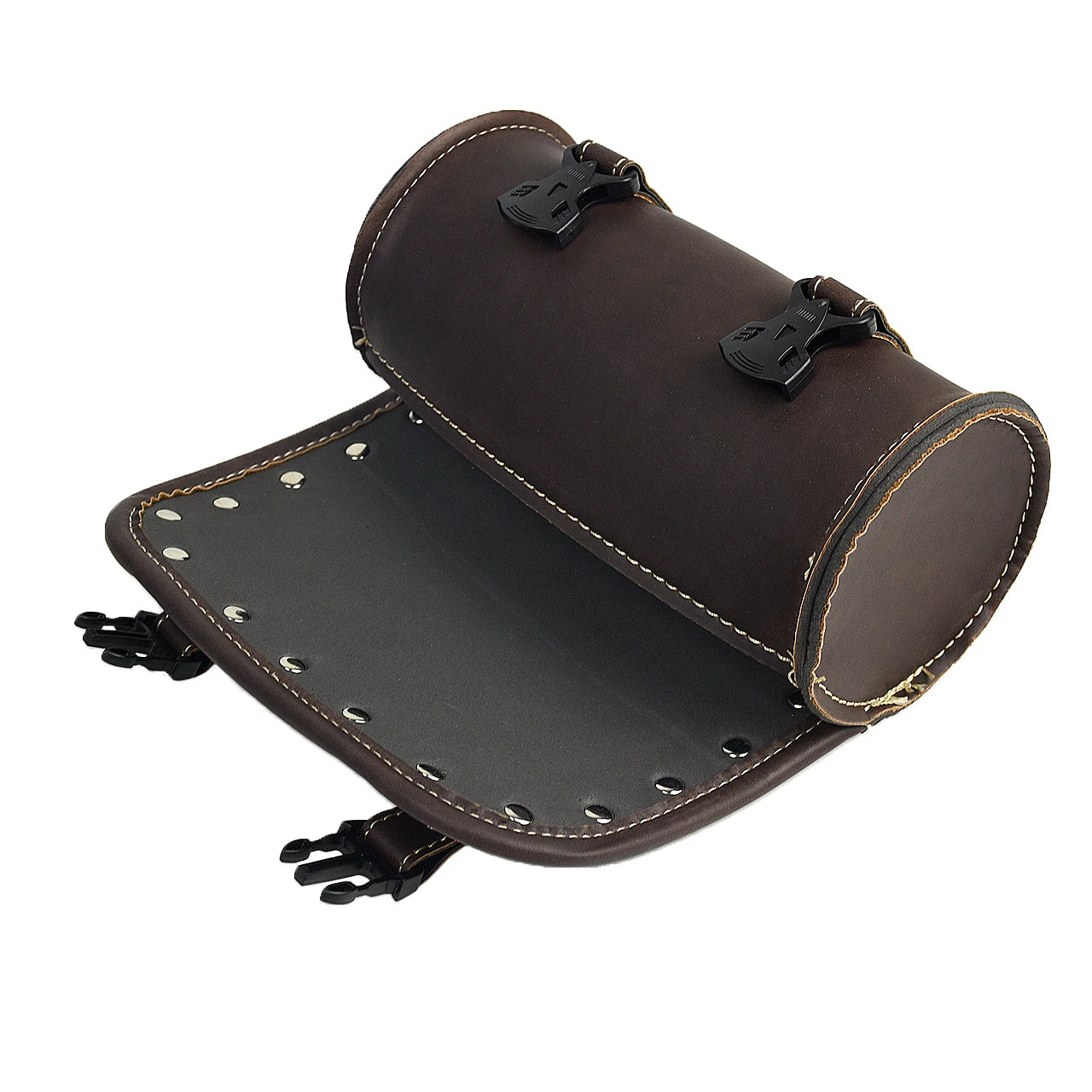 Motorcycle Fork Saddle Bags Leather Waterproof Tool Roll Barrel Bag Saddlebags Storage For Harley Sportster Touring Dyna Softail