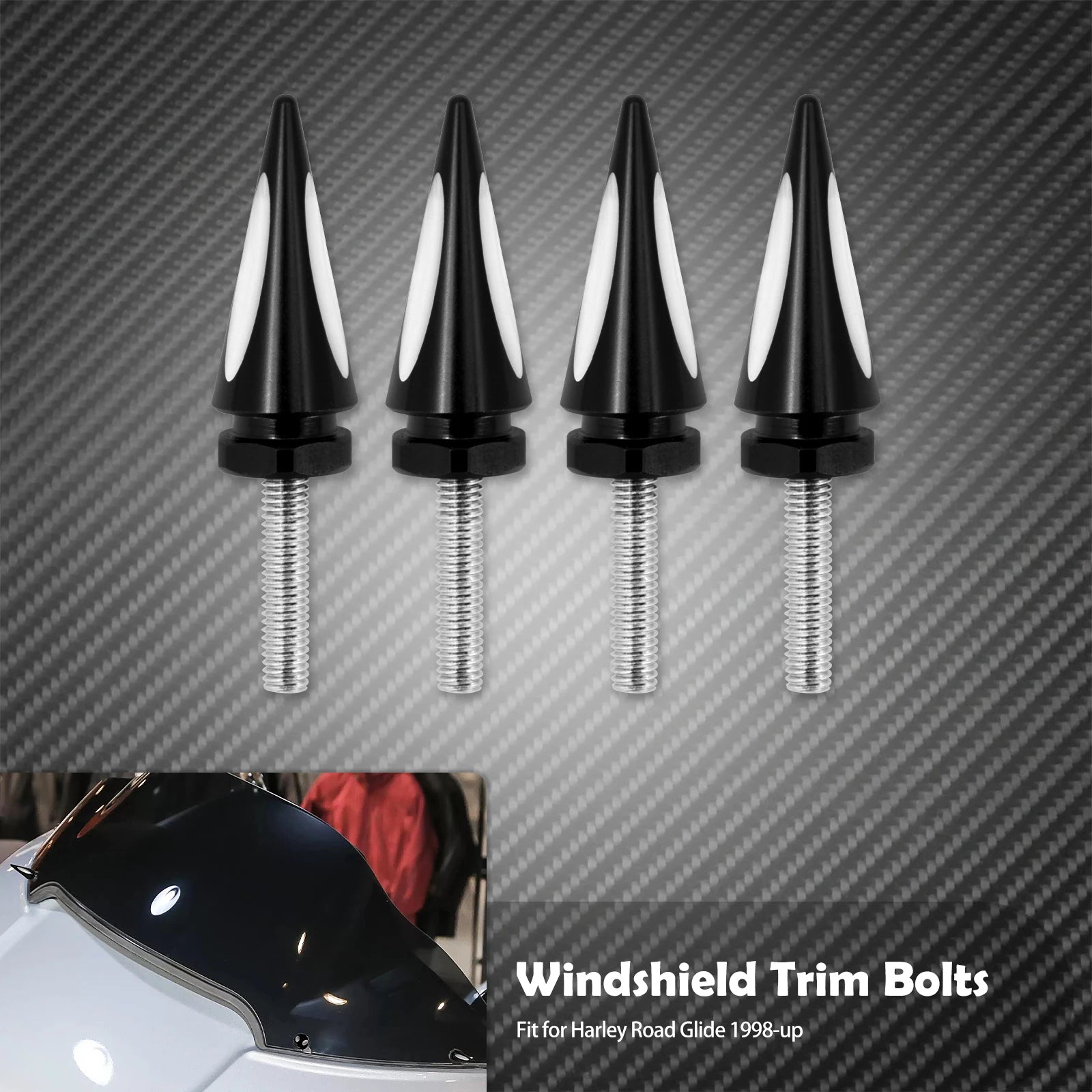 Motorcycle 4pcs Windshield Trim Bolts Black/Chrome Windscreen Screws For Harley Touring Road Glide FLTRX FLTRU FLTRXS 1998-2023