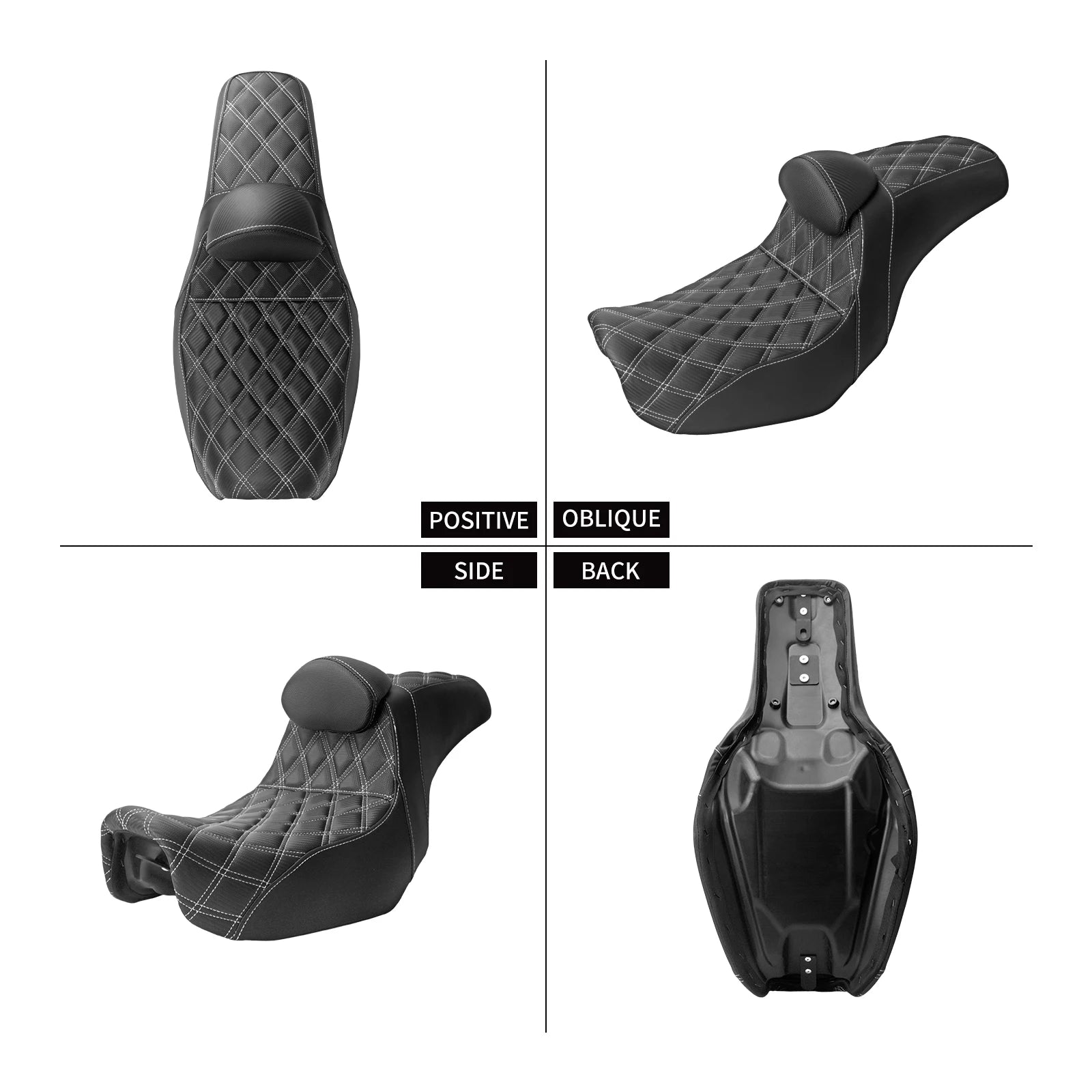 Motorcycle Two Up Seat With Backrest Driver Passenger Saddle Cushions Seat For Harley Dyna Low Rider Fat Bob Street Bob 06-2017