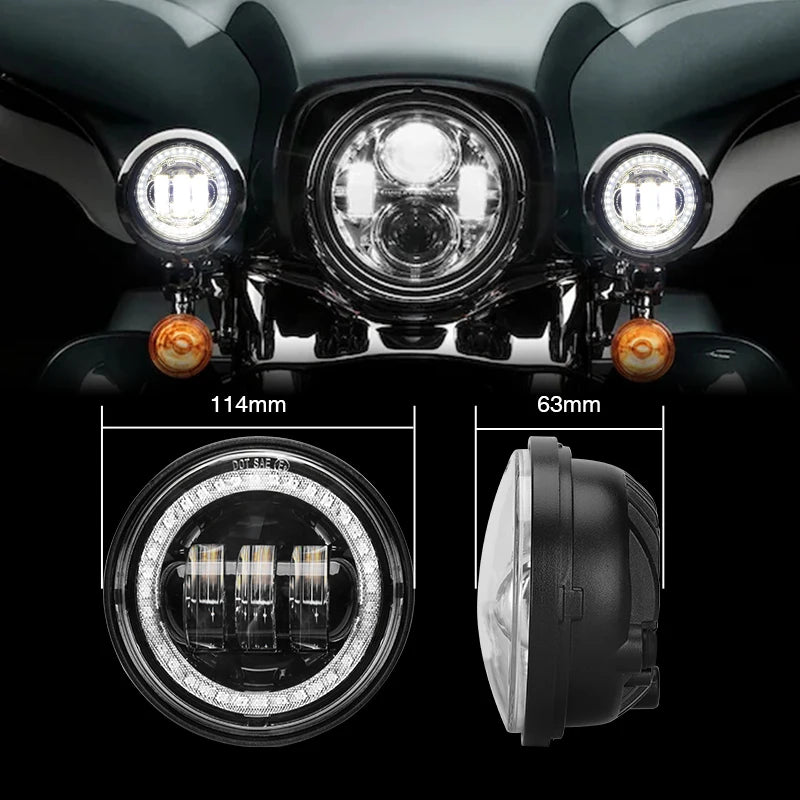 4.5" 4 1/2 Inch Motorcycle LED Fog Passing Auxiliary Light DRL Amber Turn Signal Light for Harley Touring Electra Glide Dyna