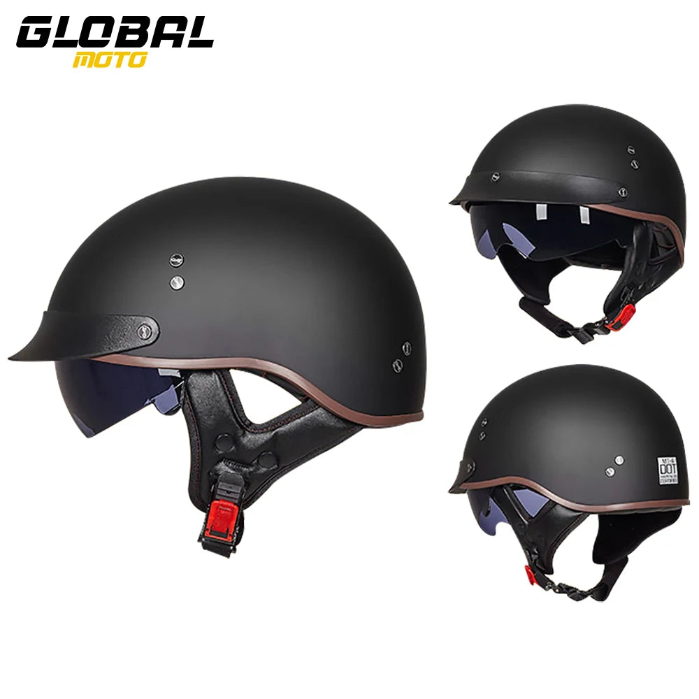 Scooter Biker Motorcycle Half Helmet Summer Motorcycle Helmet Anti Fall Retro Motorbike Half Helmet