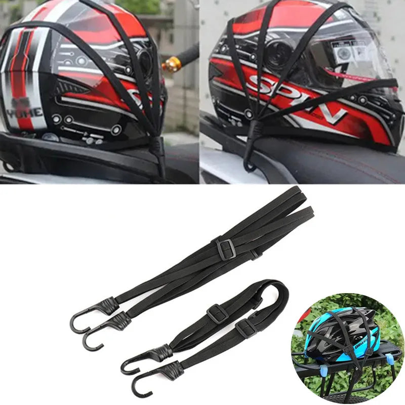 Motorcycle Luggage Strap Helmet Fixed High Elasticity Straps Retractable Elastic Buckle Rope Motorbike Durable Bike Helmet Net