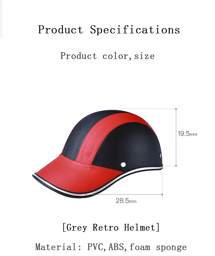 Motorcycle Helmet Baseball Cap Men Wome Scooter Moto Electric Bicycle Scooter Accessory Half Face Helmet Anti-UV Safety Hard Hat