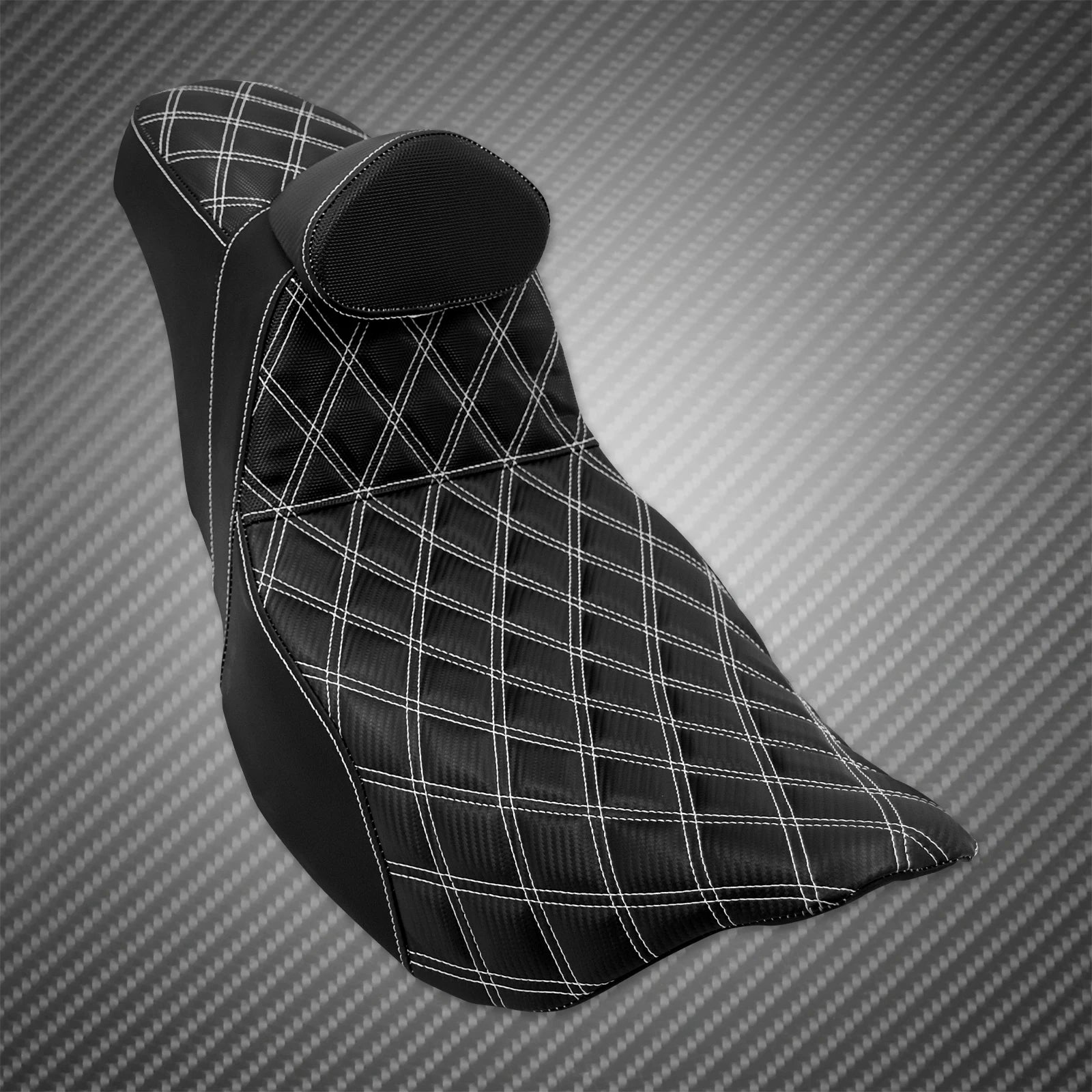 Motorcycle 2-Up Seat With Driver Backrest Cushions Lattice Stitch Front Rear Seat For Harley Touring Electra Glide FLHR 2009-23