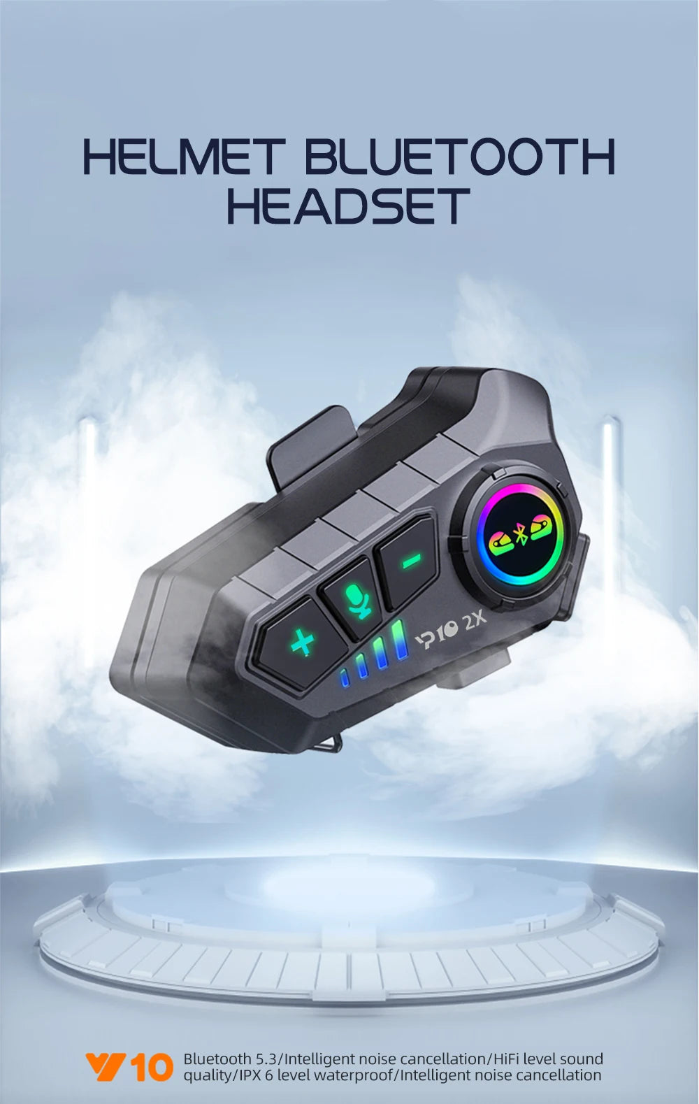 1/2Pcs Motorcycle Helmet Bluetooth Intercom Headset Wireless Interphone Intercomunicador Moto Waterproof HandsfreeCall Headphone
