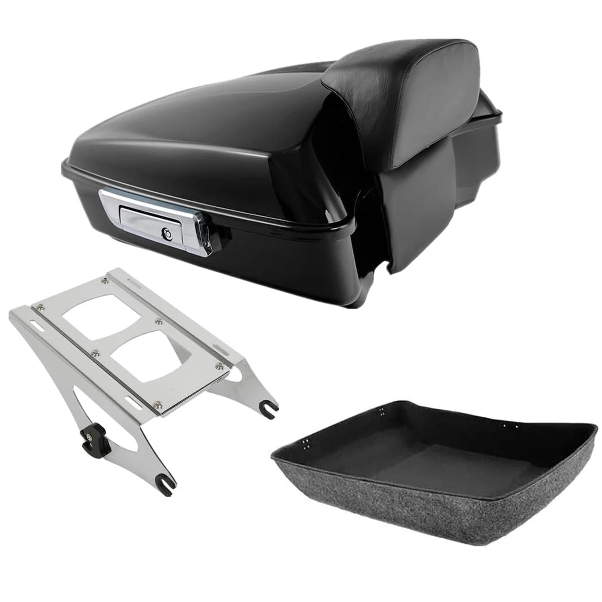 Motorcycle Top Case Box Suitcases Boot Trunk With Luggage Rack For Harley Touring Road King Road Glide Street Glide 2009-2025